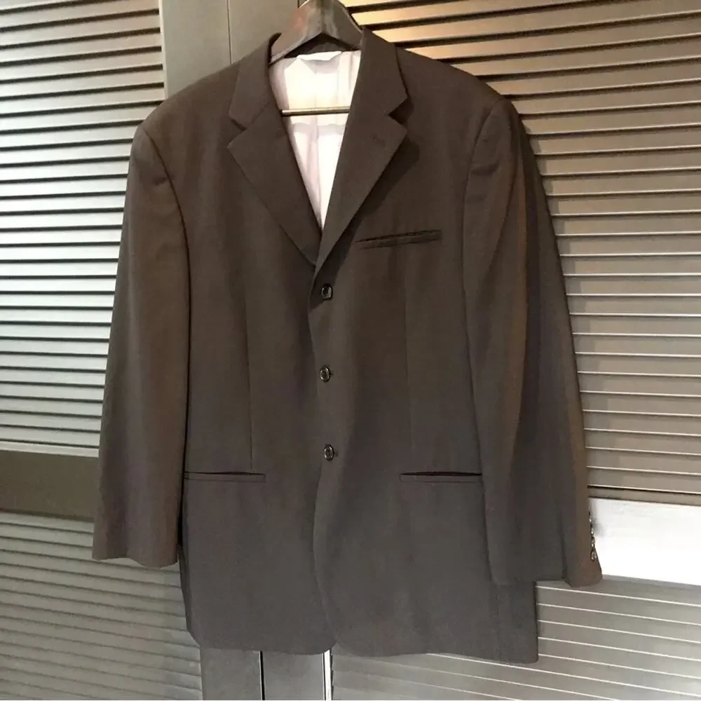 Wilke-Rodriguez Black Wool Blend Blazer with Cool Iridescent Lining, Size 42R